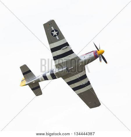 Leeuwarden, The Netherlands - June 10: P51 Mustang Displaying At The Dutch Air Force Open House. Jun
