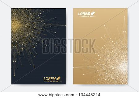 Modern vector template for brochure, Leaflet, flyer, cover, magazine or annual report. Business, science, medicine and technology design book layout. Abstract presentation with golden mandala