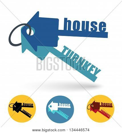 Vector icon key. house turnkey. turnkey illustration. House turnkey Flat design style.