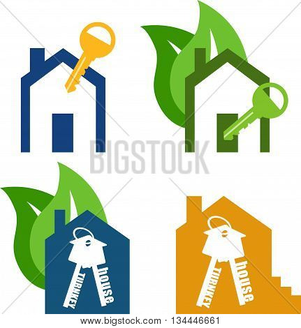 Vector icon key. house turnkey. turnkey illustration. Eco Home turnkey Flat design style.