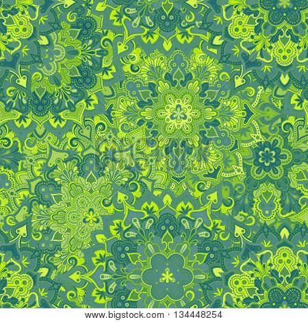 Boho style flower seamless pattern. Tiled mandala design, best for print fabric or papper and more.