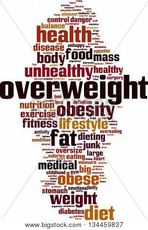 Overweight word cloud concept. Vector illustration on white