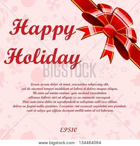 Holiday red background with strippes and bow