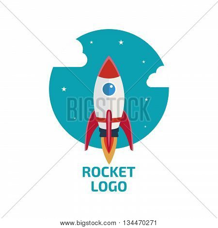 Rocket logo, icon. Stock vector. Vector illustration.