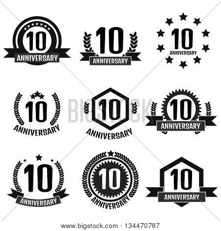 Anniversary 10 set logo. Stock vector. Vector illustration.