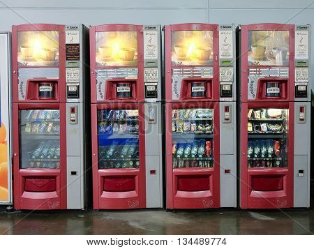 Moscow, Russia, May, 31: vending machines in exhibition center Crocuss City in Moscow, Russia