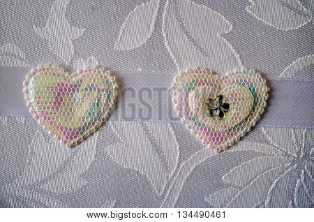 Two heart wedding texture with flower or design