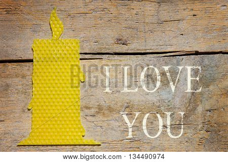 Beeswax, Candle On Wooden Table, I Love You