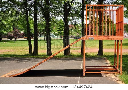 Jumping ramp for bicycle or skate on the public park