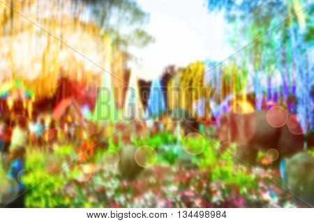 Abstract Blurred and soft photo of night festival and bokeh of lights background