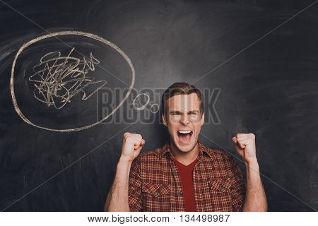Angry Sad Tired Man With Mess In His Head