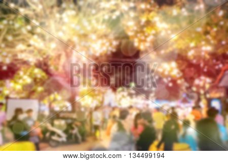 Abstract Blurred and soft photo of night festival and bokeh of lights background