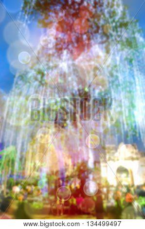 Abstract Blurred and soft photo of night festival and bokeh of lights background
