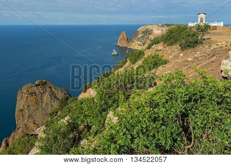 Beautiful Cape Fiolent. Heraclean peninsula on the southwest coast of Crimea. Balaclava district of Sevastopol.