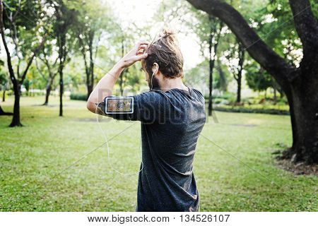 Sportman Athlete Exercise Healthy Lifestyle Park Concept