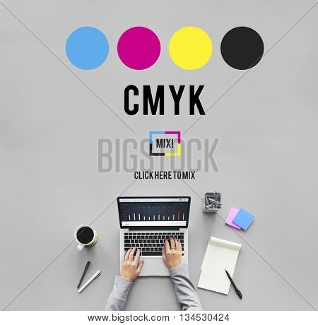 CMYK Cyan Magenta Yellow Key Color Printing Process Concept