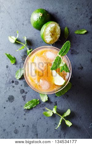 Peach Aqua Fresca with Lime Juice and Mint