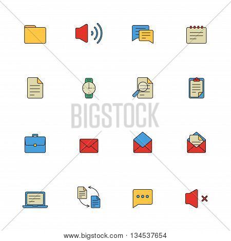Business flat icons vector set of 16