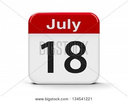 Calendar web button - The Eighteenth of July - Nelson Mandela International Day three-dimensional rendering 3D illustration