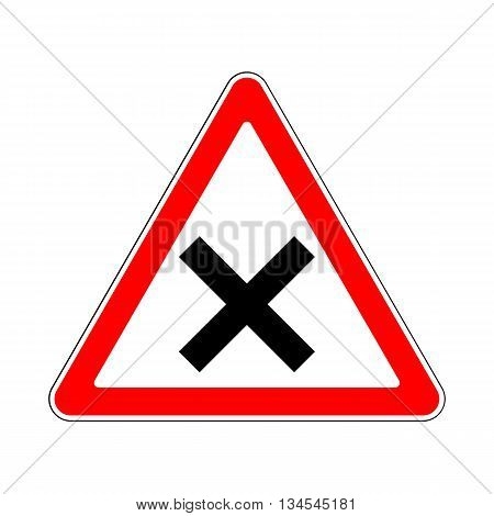 Illustration of Triangle Warning Sign for Intersection