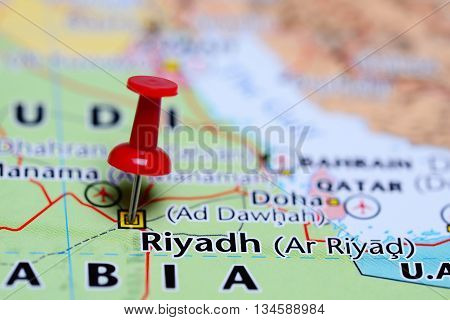 Riyadh pinned on a map of Saudi Arabia