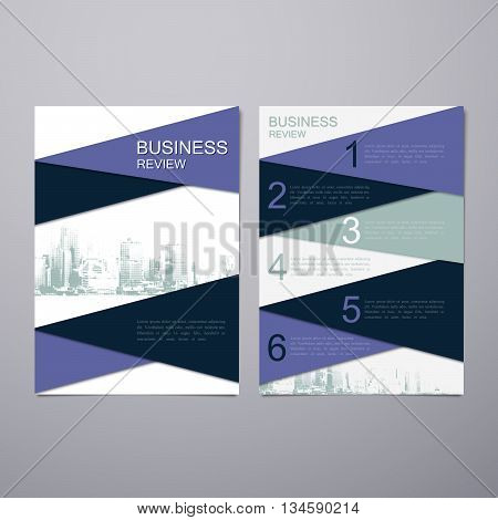 Business Review Leaflet. Brochure or Flyer A4 size template design. Book cover layout design template. Abstract business presentation template with Hong Kong cityline