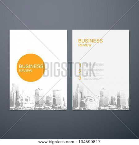 Business Review Leaflet. Brochure or Flyer A4 size template design. Book cover layout design template. Abstract business presentation template with Hong Kong cityline