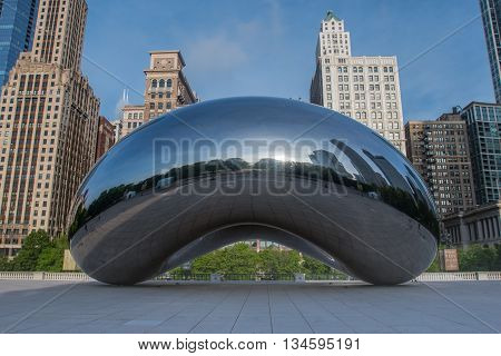 Chicago United States: May 26 2016. Empty Plaza at the Bean early on a summer morning