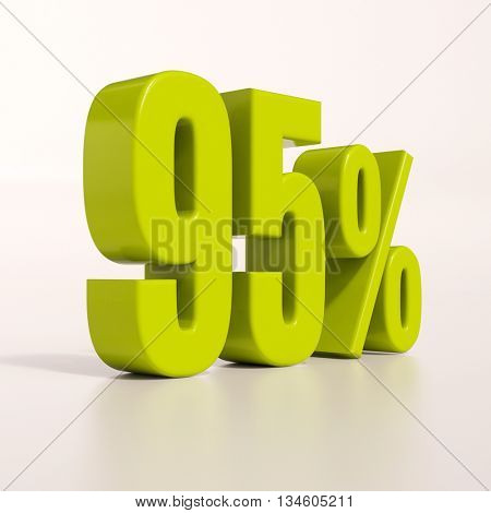 3d render: green 95 percent, percentage discount sign on white, 95%