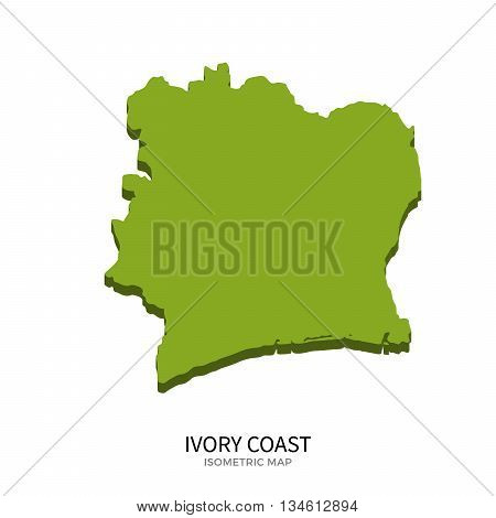 Isometric map of Ivory Coast detailed vector illustration. Isolated 3D isometric country concept for infographic