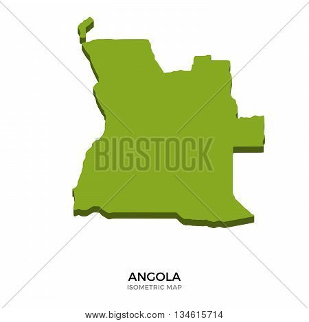 Isometric map of Angola detailed vector illustration. Isolated 3D isometric country concept for infographic