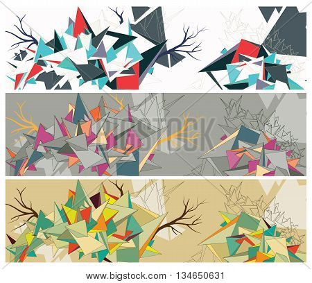 Abstract geometric floral background. Geometric figure intertwined with tree nature. Art graphic background
