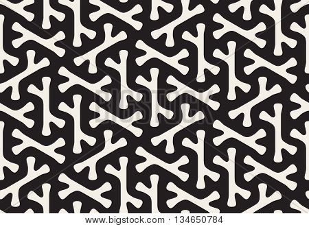 Vector Seamless Black and White Rounded Bone Shape Pattern Abstract Background