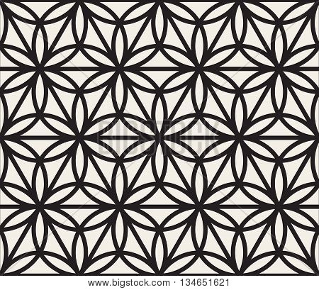 Vector Seamless Black And White Geometric Circle Triangle Shape Pattern