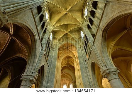 Triel sur Seine France - april 12 2016 : the gothic and renaissance Saint Martin church