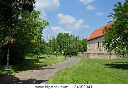 Public park in Szerencs Rakoczi Castle landscape