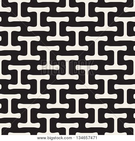 Vector Seamless Black And White Simple Geometric Pattern