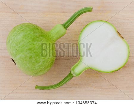 Halved Bottle Gourd Or Calabash Gourd .the One Of The Vegetables Recommended  In Weight Control Prog