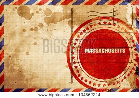  masschusetts, red grunge stamp on an airmail background
