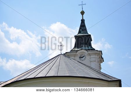 Temple tower and temple roof in Szerencs city