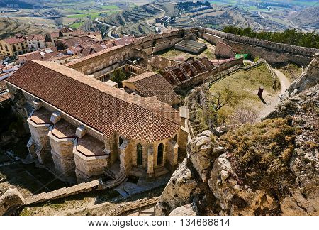 Castle of Morella. Morella Castle was declared a monument of artistic and historical importance. Province of Castellon Valencian Community Spain.