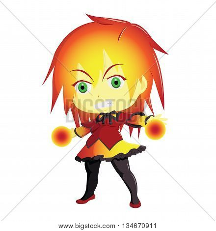 Illustration 2D Enfant Super Héros : FireGirl