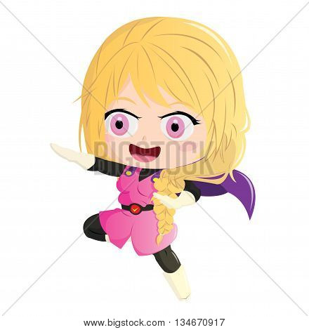Illustration 2D Enfant Super Héros : RunGirl