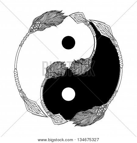 Yin Yang Black And White With Arrow