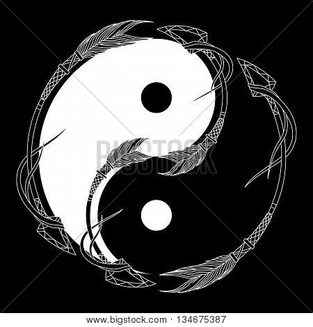 Yin Yang Black And White With Arrow