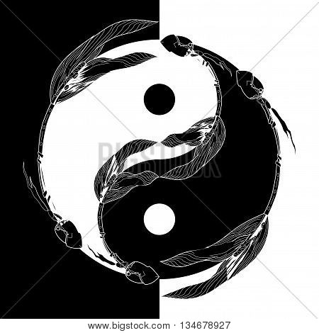 Yin Yang Black And White With Arrow