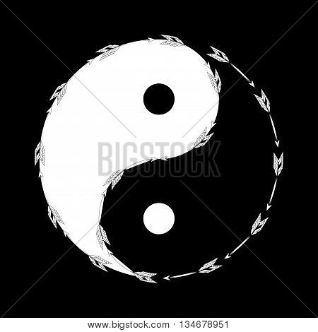 Yin Yang Black And White With Arrow