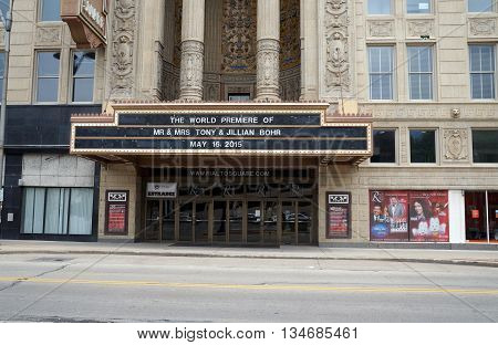 JOLIET, ILLINOIS / UNITED STATES - MAY 24, 2015: The World Premiere of Mr. and Mrs. Jillian Bohr took place in the historic Ruben's Rialto Square Theater in downtown Joliet.