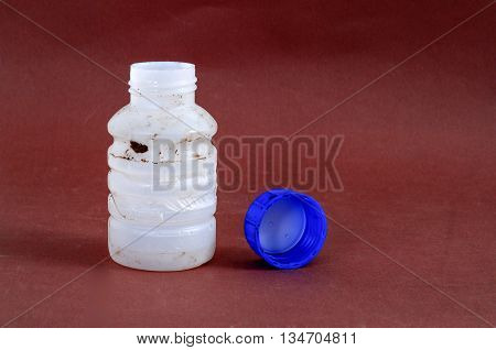 picture of a Dirty Bottle of chemical liquid