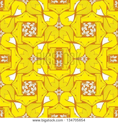 Fox and tails pattern on a yellow background